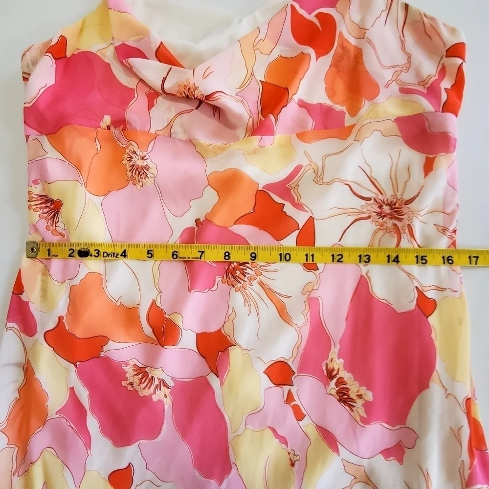 1204 * Alyn Paige New York Floral Hankerchielf Hem Dress Pink Size 13/14 - Picture 6 of 7